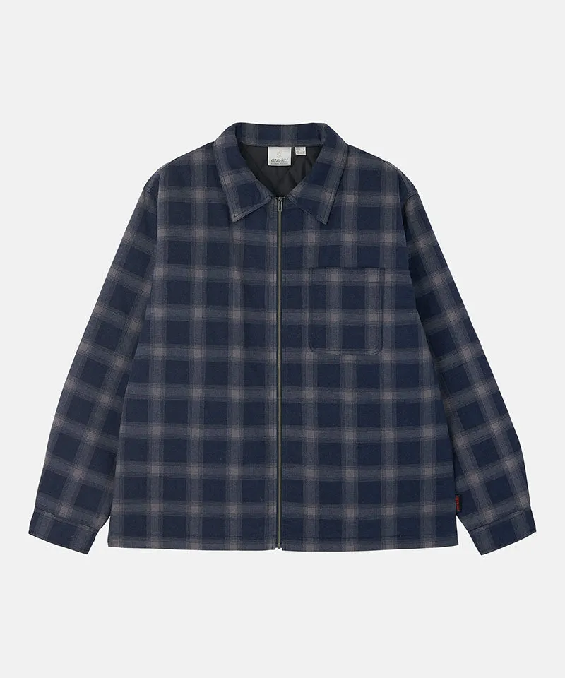 Zip-Up Insulated Flannel Shirt dari 81 SLOT GAME motif kotak-kotak