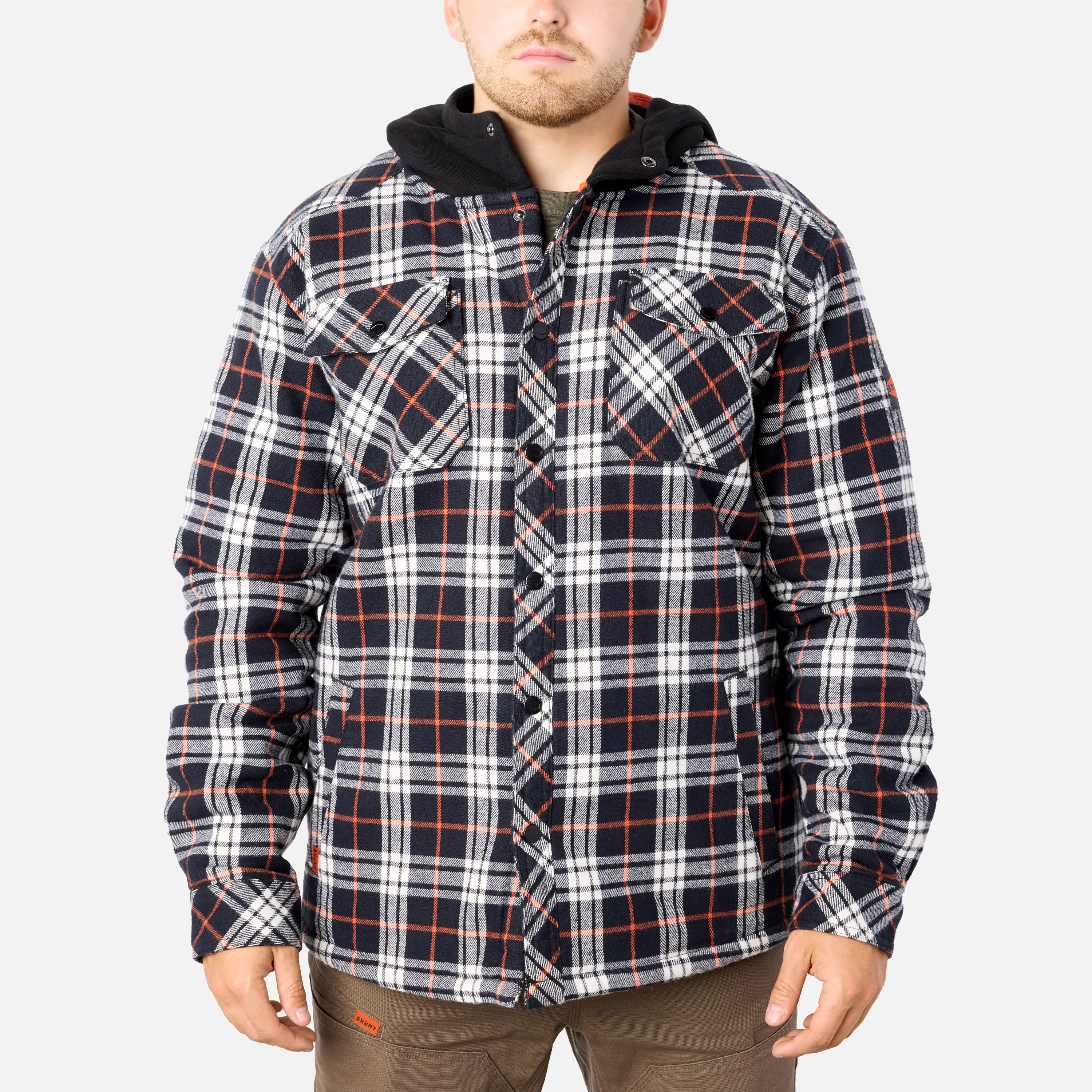 DEWI69 Clark Heavyweight Flannel Jacket warna hitam putih kotak dengan tudung