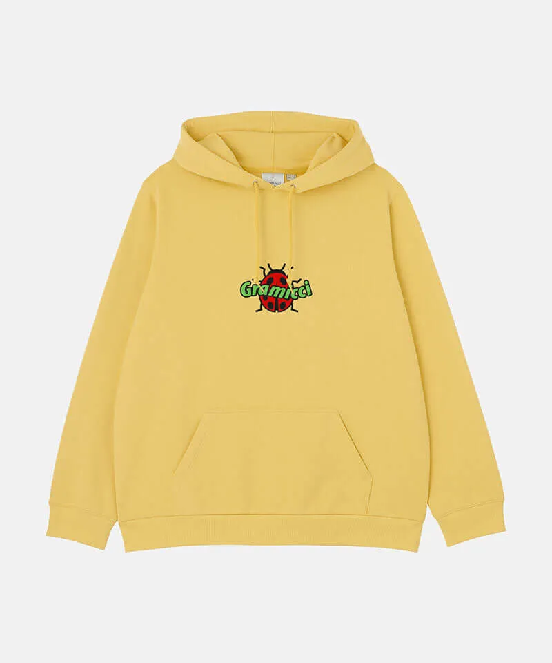 88 LINK Ladybug Hooded Sweatshirt warna abu-abu heather dengan saku depan dan tudung