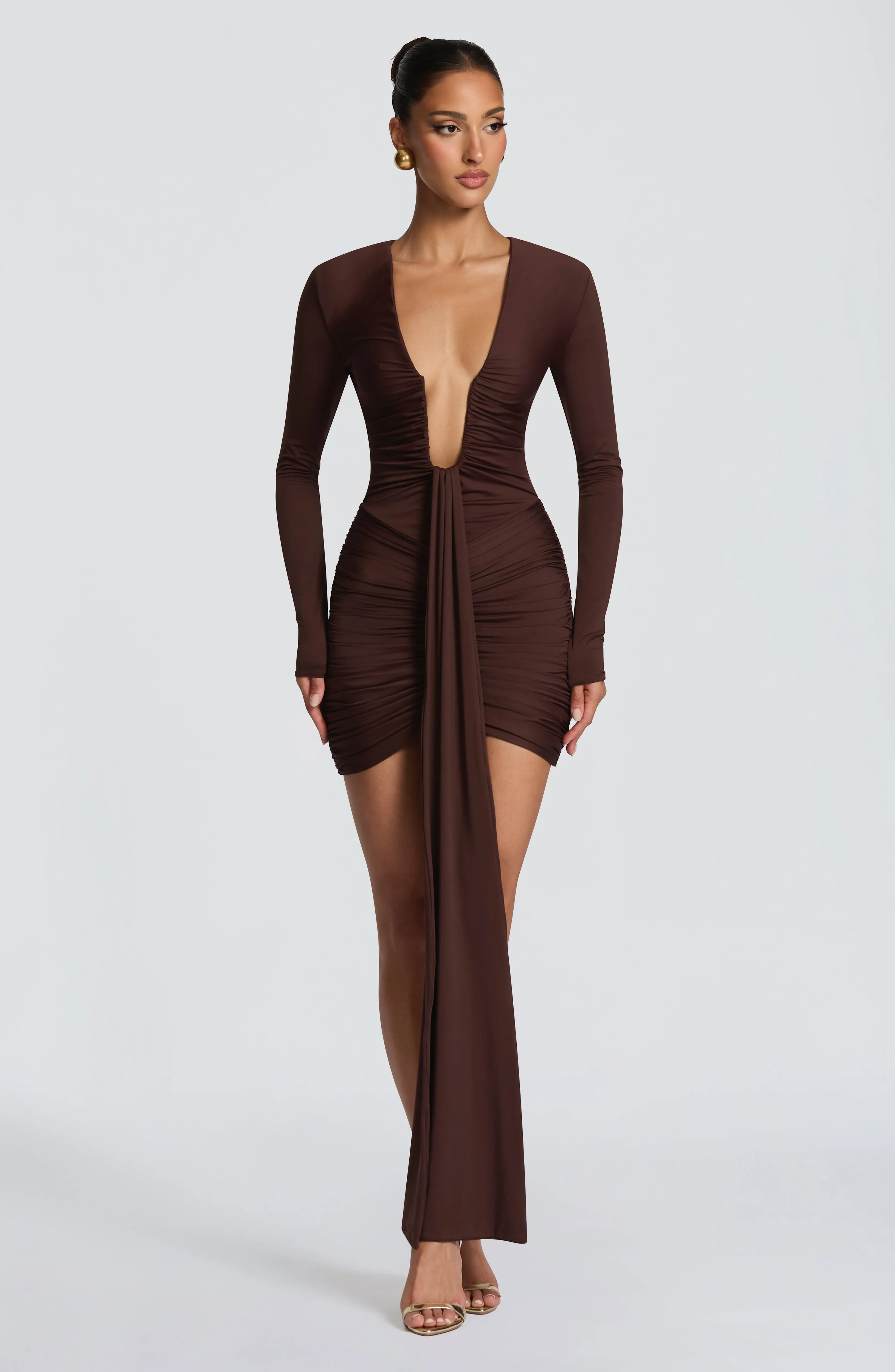 Tara Mini Dress Plum Brown dress pesta elegan dari PERKASAJITU