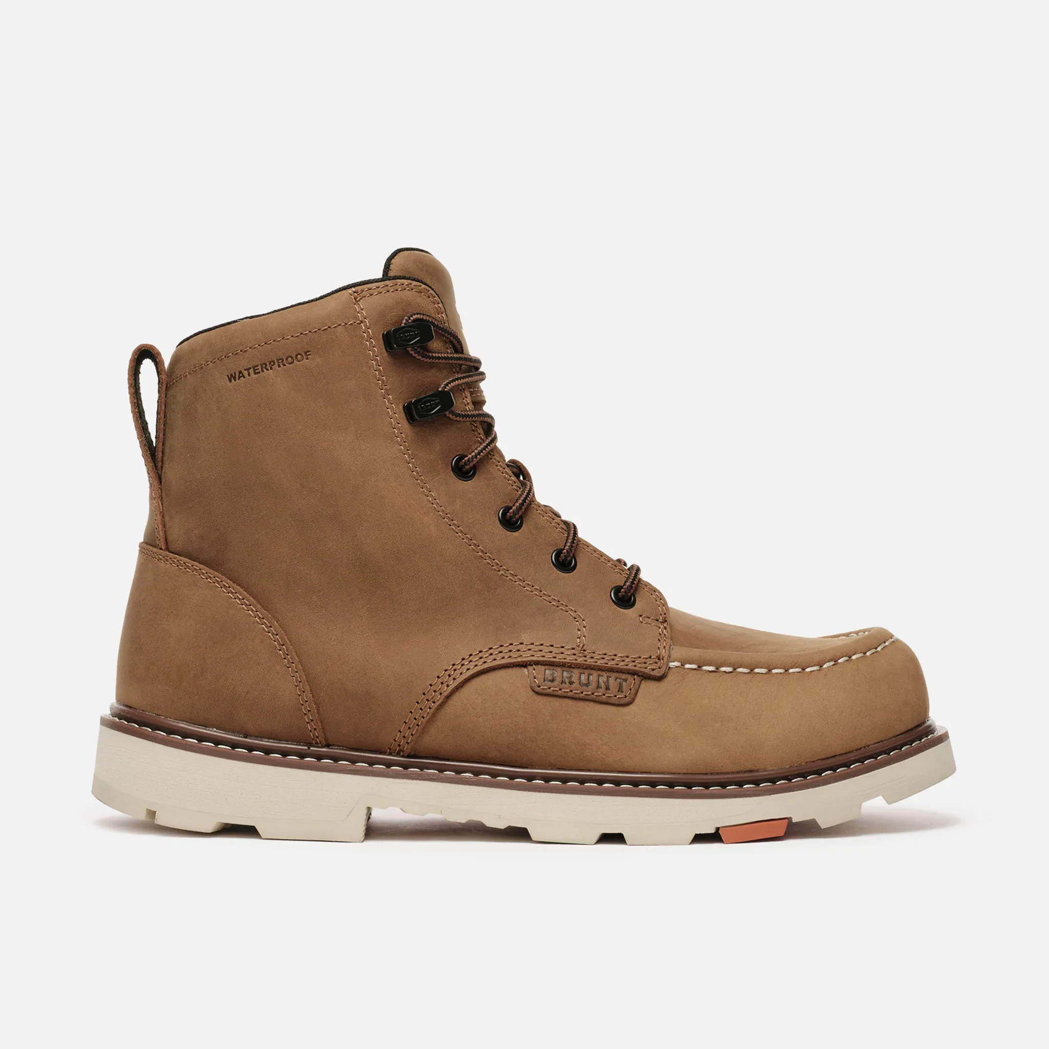 Tampak samping kanan sepatu boots kerja tahan air TOKPEDSLOT88 warna coklat